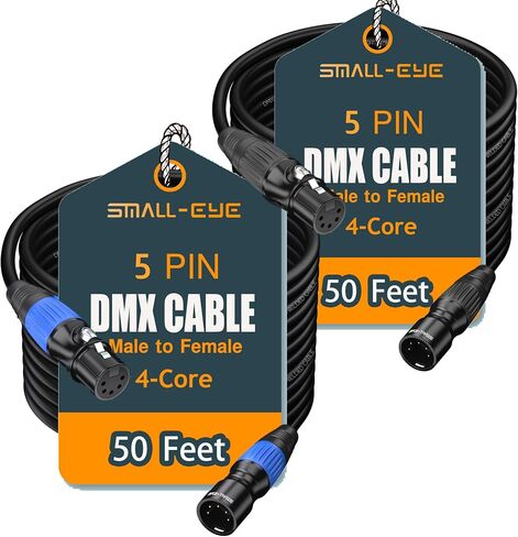 SMALL-EYE DMX Cables 25 ft 4 Pack - 5 Pin Male to Female, 4-Core Shielded DMX512 Stage Lighting Cable (25') in Saudi Arabia