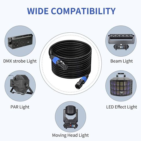 SMALL-EYE DMX Cables 25 ft 4 Pack - 5 Pin Male to Female, 4-Core Shielded DMX512 Stage Lighting Cable (25') in Saudi Arabia