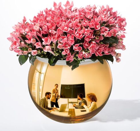 Cubicle Mirror 6" Convex Mirror Vase Cubicle Decor Desk Security Mirror to See Behind You, Stylish Glass Rearview Mirror Monitor and Versatile Utensil Crock, Organizer, Planter, Storage Cup, Silver in Saudi Arabia