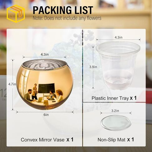 Cubicle Mirror 6" Convex Mirror Vase Cubicle Decor Desk Security Mirror to See Behind You, Stylish Glass Rearview Mirror Monitor and Versatile Utensil Crock, Organizer, Planter, Storage Cup, Silver in Saudi Arabia