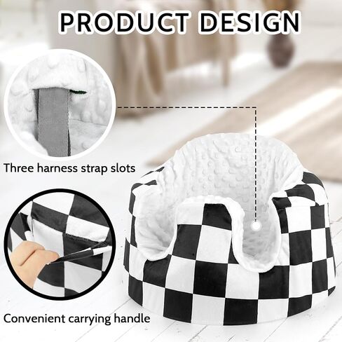DILIMI Minky Seat Cover Compatible with Bumbo Seat, Removable Ultra Soft Comfortable Warm Seat Slipcover for Baby Girl and Boy, Green Checkered in Saudi Arabia