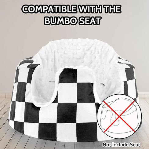 DILIMI Minky Seat Cover Compatible with Bumbo Seat, Removable Ultra Soft Comfortable Warm Seat Slipcover for Baby Girl and Boy, Green Checkered in Saudi Arabia