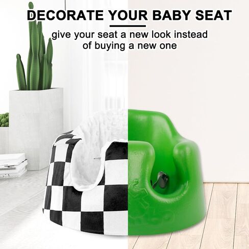 DILIMI Minky Seat Cover Compatible with Bumbo Seat, Removable Ultra Soft Comfortable Warm Seat Slipcover for Baby Girl and Boy, Green Checkered in Saudi Arabia