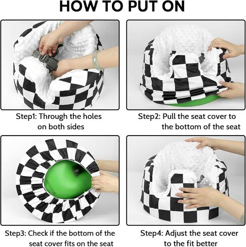 DILIMI Minky Seat Cover Compatible with Bumbo Seat, Removable Ultra Soft Comfortable Warm Seat Slipcover for Baby Girl and Boy, Green Checkered in Saudi Arabia