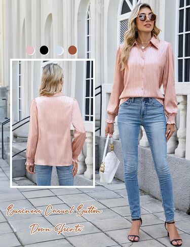 Blooming Jelly Womens Button Down Shirts Long Sleeve Business Casual Outfits Smocked Cuff Dressy Casual Fall 2025 Tops in Saudi Arabia