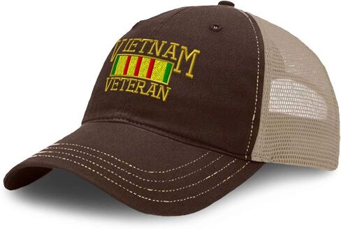 Richardson Soft Mesh Cap Hat Embroidered Vietnam Veteran A Embroidery Trucker Hats for Men & Women Cotton in Kuwait