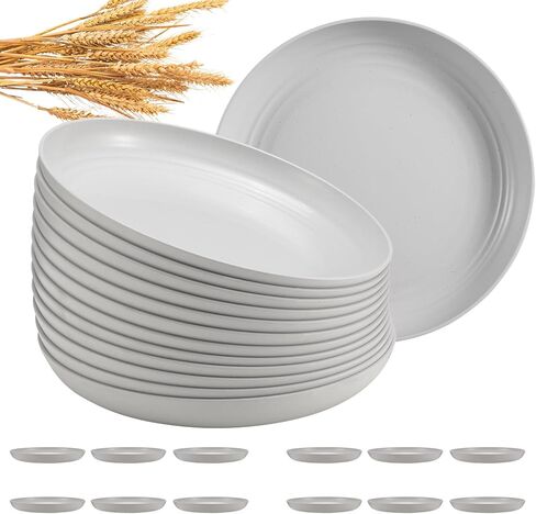 طقم أطباق عشاء عميقة غير قابلة للكسر مكون من 12 قطعة، أطباق من قش القمح مقاس 10 بوصة، أطباق بلاستيكية قابلة لإعادة الاستخدام، أطباق آمنة للاستخدام في الميكروويف وغسالة الأطباق للمطبخ، أطباق خفيفة الوزن للحلوى، خالية من مادة BPA، 6 ألوان in Saudi Arabia