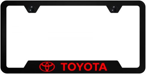 Au-Tomotive Gold ، INC. شعار الطباعة الأحمر UV المرخص رسميًا على إطار لوحة ترخيص من البولي الكربوني الأسود لـ Toyota in Saudi Arabia