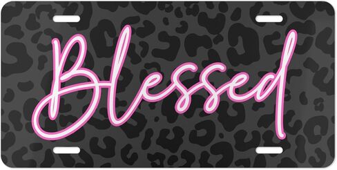 لوحة ترخيص أمامية مزخرفة مباركة للنساء ديكور سيارات Leopard Black Leopard Girly Tag Tag Animal Print Associory Gift for Mom أو Teens in Saudi Arabia
