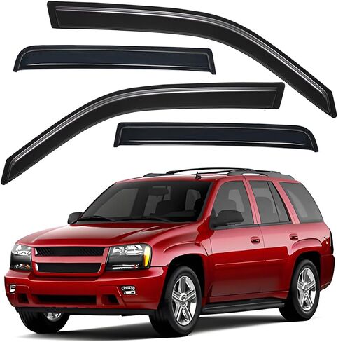 Lightronic Extra Date Outso Mount Auto Vent Window Revor ، يناسب 2002-2009 شيفروليه تريل بليزر ، واقي أمطار حماية للأشعة فوق البنفسجية ، وينفصل الرياح الأصلي ، وتثبيت غير محفوظ ، والدخان الداكن ، و 4-PCS in Saudi Arabia