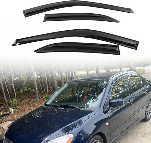 Tape on Window Visor Deflectors, Compatible with 2002-2007 Mitsubishi Lancer EVO, Acrylic Smoke Tinted OE Style Window Rain Guards, Sun Wind Side Vent Visor Set, 4 Pieces in Saudi Arabia