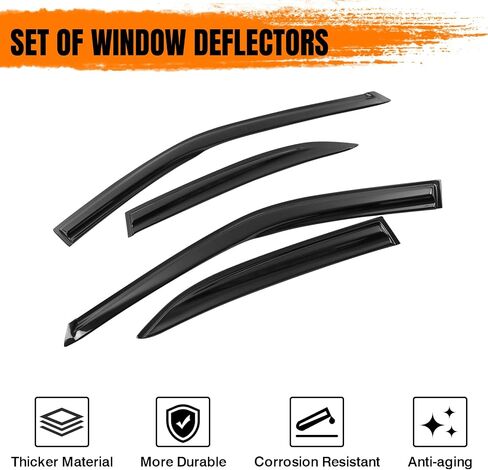 Tape on Window Visor Deflectors, Compatible with 2002-2007 Mitsubishi Lancer EVO, Acrylic Smoke Tinted OE Style Window Rain Guards, Sun Wind Side Vent Visor Set, 4 Pieces in Saudi Arabia