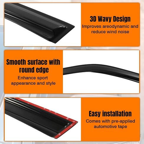 Tape on Window Visor Deflectors, Compatible with 2002-2007 Mitsubishi Lancer EVO, Acrylic Smoke Tinted OE Style Window Rain Guards, Sun Wind Side Vent Visor Set, 4 Pieces in Saudi Arabia