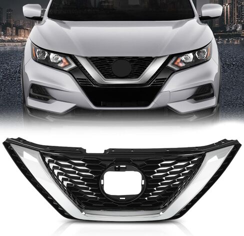 G-PLUS Front Bumper Upper Grille w/Insert Compatible with Nissan Sentra SR 2013-2015 Chrome Shell Grill Inserts 623103RM0A NI1200253 in Saudi Arabia