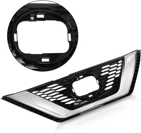 G-PLUS Front Bumper Upper Grille w/Insert Compatible with Nissan Sentra SR 2013-2015 Chrome Shell Grill Inserts 623103RM0A NI1200253 in Saudi Arabia