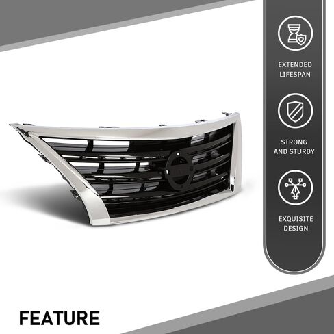 G-PLUS Front Bumper Upper Grille w/Insert Compatible with Nissan Sentra SR 2013-2015 Chrome Shell Grill Inserts 623103RM0A NI1200253 in Saudi Arabia