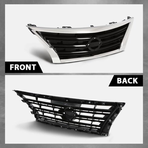 G-PLUS Front Bumper Upper Grille w/Insert Compatible with Nissan Sentra SR 2013-2015 Chrome Shell Grill Inserts 623103RM0A NI1200253 in Saudi Arabia