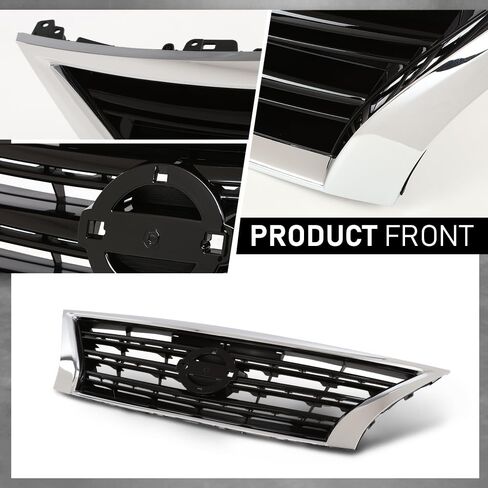 G-PLUS Front Bumper Upper Grille w/Insert Compatible with Nissan Sentra SR 2013-2015 Chrome Shell Grill Inserts 623103RM0A NI1200253 in Saudi Arabia