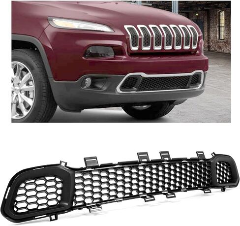 HECASA Front Lower Grill Compatible with 2014-2018 Jeep Cherokee 68203216AA CH1036126 Bumper Grille Assembly ABS Plastic Black in Saudi Arabia