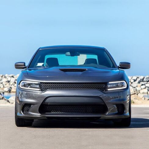 IKON MOTORSPORTS, Front Bumper Lip Protector Compatible with 2015-2023 Dodge Charger Scat Pack SRT, Carbon Fiber Print Air Chin Dam Lower Lip Guard Protector Left Right Side Pair in Kuwait