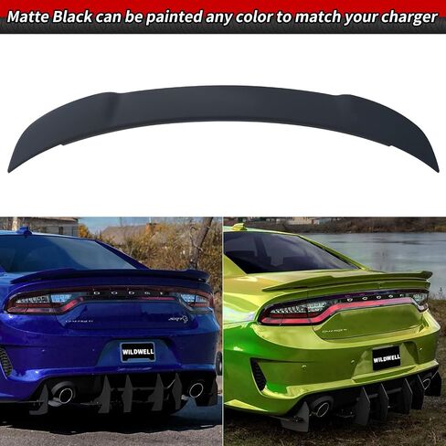 Wildwell الخلفية المفسد الجذع لعام 2015-2024 دودج الشاحن SXT SRT HELLCAT SE DAYTONA RT GT SCATPACK ، الشاحن الخلفي المفسد HELLCAT WIND MATTE Black in Kuwait