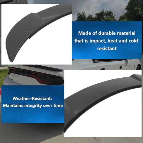 WildWell Rear Trunk Spoiler for 2015-2024 Dodge Charger SXT SRT Hellcat SE Daytona RT GT Pursuit ScatPack, Charger Rear Spoiler Hellcat Style Ducktail Wing Matte Black in Kuwait