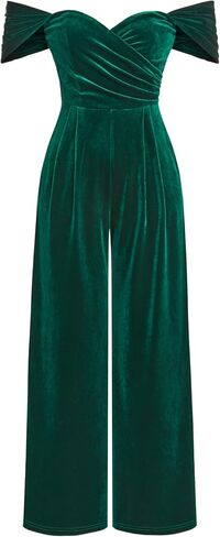 CIDER Women's Velvet Off-shoulder Solid Ruched Jumpsuit in Saudi Arabia