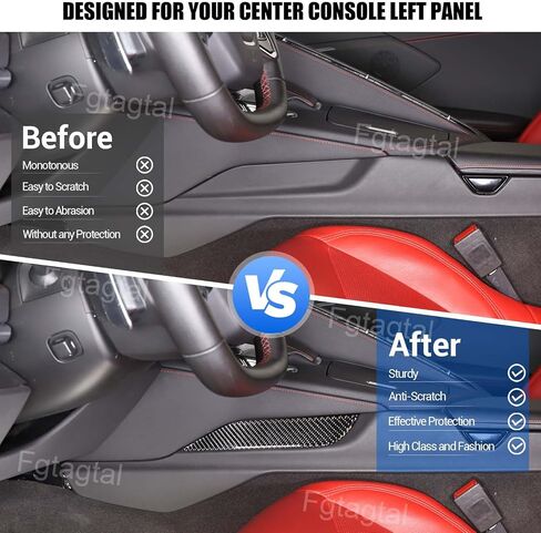 Soft Carbon Fiber Center Console Left Trim Cover Compatible with Chevrolet Corvette C8 Stingray 2020-2024, Center Console Driver Side Decorative Cover Cover (Black) in Saudi Arabia