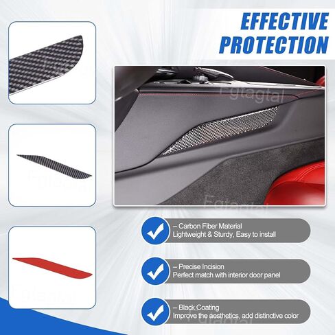 Soft Carbon Fiber Center Console Left Trim Cover Compatible with Chevrolet Corvette C8 Stingray 2020-2024, Center Console Driver Side Decorative Cover Cover (Black) in Saudi Arabia