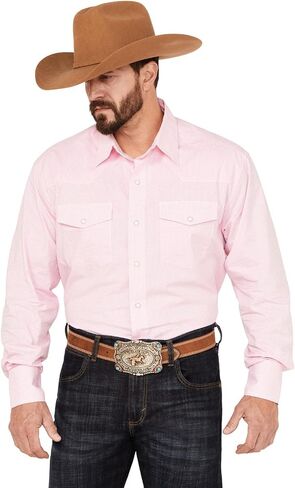 Wrangler Men's Pink Bucking Cancer Button Down Shirt in Saudi Arabia