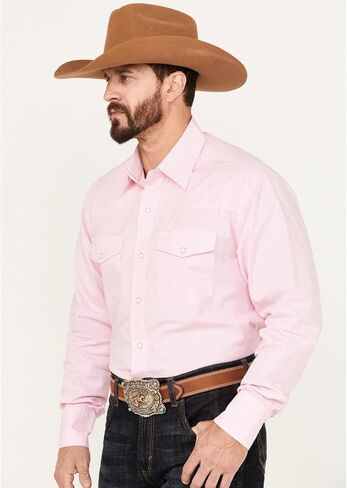 Wrangler Men's Pink Bucking Cancer Button Down Shirt in Saudi Arabia