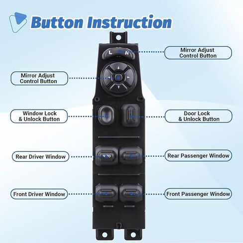 Power Driver Side Window Switch Control Button Compatible with 2002-2009 Dodge Ram 1500/2500/3500 Truck, Durango, Dakota, Sprinter 2500/3500, OEM 56049805AB/56049805AA in Saudi Arabia