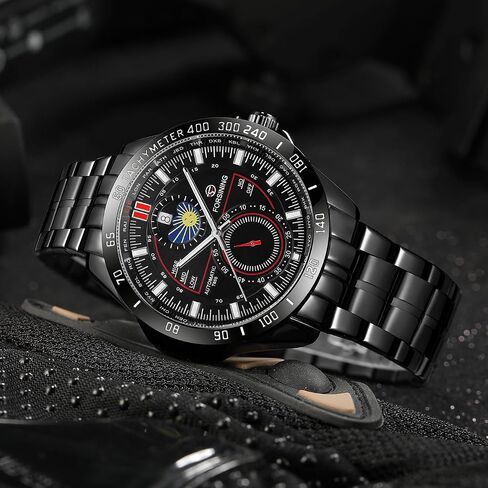 FORSINING Luxury Golden Mechanical Wristwatch Moon Phase Calendar Stainless Steel Men Automatic Watches Waterproof Luminous Watch in Saudi Arabia