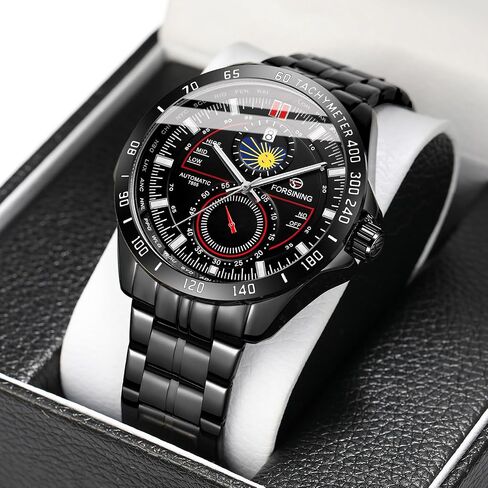 FORSINING Luxury Golden Mechanical Wristwatch Moon Phase Calendar Stainless Steel Men Automatic Watches Waterproof Luminous Watch in Saudi Arabia