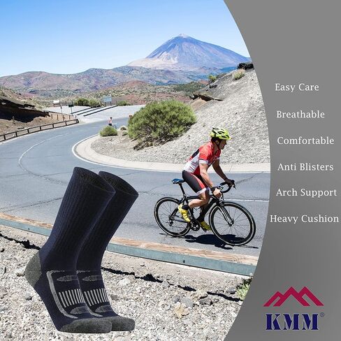 KMM Men's Merino Wool Cushion Crew Socks Moisture Wicking Control Medium Weight Warm for Outdoor Hiking Hike Trail Cycling(DarkGray XL) in Saudi Arabia