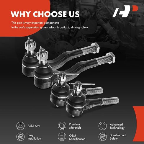 A-Premium Set of 4, Front Inner & Outer Tie Rod End Kit, Compatible with Mitsubishi Montero 1992-2000, Montero Sport 1997-2004 in Saudi Arabia