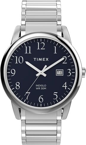 Timex Men's Easy Reader 40mm Watch-Silver-Lite Explistion Band Blue Dial Dial Silver-Flough Case in Saudi Arabia