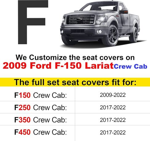 GXT Car Seat Cover Front Seats Cover with Waterproof Leather, Automotive Seat Cushion for Pickup Truck Fit for Select 2009-2022 Ford F-150 Models and 2017-2022 F250 F350 F450 Models (Grey) in Kuwait