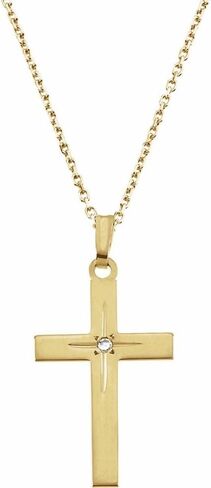 .01 CTTW Diamond Cross Charm Charm Chair Necklace (22mm × 14mm) in Saudi Arabia
