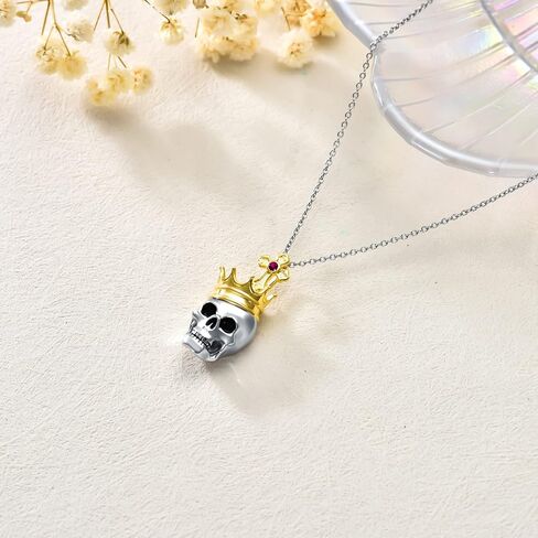 Seiyang Skull Necklace Sterling Silver Skull Pendant Gothic Jewelry Gift for Goth Lovers Halloween (with Gift Box) in Saudi Arabia