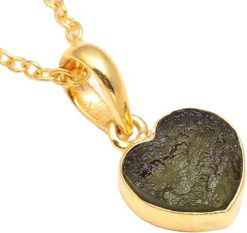 Rough Moldavite Pendant Necklace 14k Gold Vermeil Moldavite Pendant Handmade Jewelry Healing Crystal Pendant Birthday Gift for Her Certified Moldavite From Czech Republic in Saudi Arabia