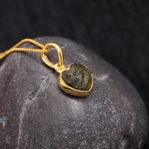 Rough Moldavite Pendant Necklace 14k Gold Vermeil Moldavite Pendant Handmade Jewelry Healing Crystal Pendant Birthday Gift for Her Certified Moldavite From Czech Republic in Saudi Arabia