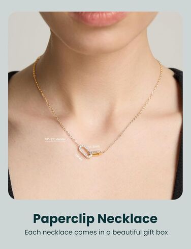 Pendant Necklace 316L Stainless Steel Paperclip Choker with Diamond Accents, Open Oval Minimalist Gold Jewelry Gift for Women in Saudi Arabia
