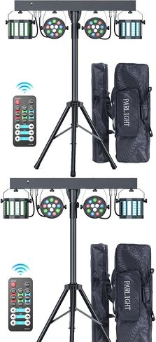 5 in 1 Dj Lights with Stand 5.9ft,Led Dj Par Lights+Effect Strobe Lights Dj Disco Lights Party Lights Dj Lights for Parties Indoor DMX&Remote Control Mobile Stage Lighting with Carry Bag (Black 1PC) in Saudi Arabia