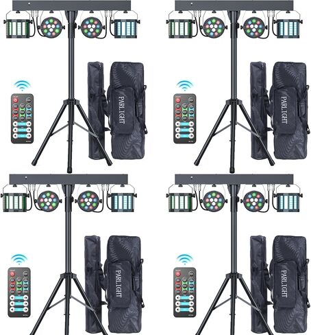 5 in 1 Dj Lights with Stand 5.9ft,Led Dj Par Lights+Effect Strobe Lights Dj Disco Lights Party Lights Dj Lights for Parties Indoor DMX&Remote Control Mobile Stage Lighting with Carry Bag (Black 1PC) in Saudi Arabia