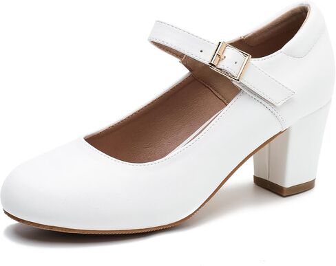 Women's Mary Jane Shoes Low Block Heel Ankle Strap Closed Round Toe Pumps Dress Wedding Office Work Church Shoes in Kuwait