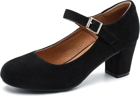 Women's Mary Jane Shoes Low Block Heel Ankle Strap Closed Round Toe Pumps Dress Wedding Office Work Church Shoes in Kuwait