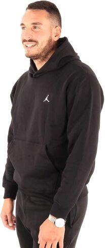 Men's Essential Fleeve Pullover Hoodie Kangaroo Pocket DQ7466 Grey (Large) in Kuwait