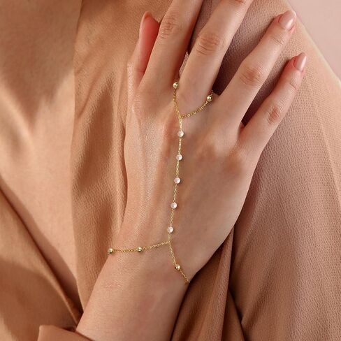 BAYLAY Hand Chain Bracelet, 14K Gold Plated Ring Bracelet Hand Chain Dainty Gold Bracelet for Women Trendy Finger Ring Slave Bracelets Hand Jewelry for Women Summer Beach Boho Gifts Trendy Stuff in Kuwait
