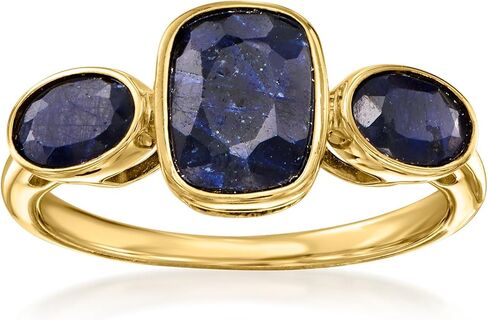 Ross-Simons 3.30 ct. t.w. Sapphire 3-Stone Ring in 18kt Gold Over Sterling in Saudi Arabia